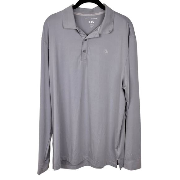 Coolibar Gray Coppitt Long Sleeve Polo Shirt L UPF 50+ UVA/UVB Protection Golf - Picture 1 of 6